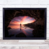 Cave Sea Sunset Silhouette Rocks Calmness landscape Wall Art Print Cave Sea Sunset Silhouette Rocks Calmness landscape Wall Art Print
