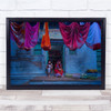 India Colourful Building Street Market Fabric Dress Wall Art Print