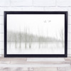 Landscape Black & White tree water birds sky flying Wall Art Print