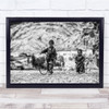 Nepal Kids Black and white Metal circular bar robes Wall Art Print