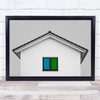 Open Your Eyes green and blue window white building Wall Art Print