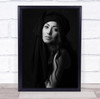 Shima BLACK AND WHITE WOMAN SMILING HEAD ROBE MODEL Wall Art Print