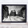 Snow Street Winter Dog Walk Old Timeless Crossroads Wall Art Print