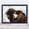 Winter Snow Bears Wildlife Nature Animal Fight Joke Wall Art Print