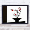 Bowl Japonica Flower Red White Black Minimal Plant Wall Art Print