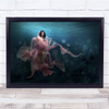 Underwater Dress Jellyfish Woman Pink Surface Flow Wall Art Print