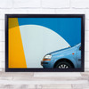 Abstract Cars Geometry Shapes Graphic Blue Yellow Wall Art Print