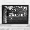 Black & White Watch Clock Hand Graveyard Cemetery Wall Art Print
