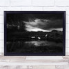 black and white landscape three ducklings at pond Wall Art Print