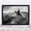 black and white still life seascape waves surfing Wall Art Print