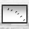 Cranes Animal Flight Formation Bird Black & White Wall Art Print