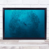 Diver Scuba Blue Fish Schooling underwater nature Wall Art Print