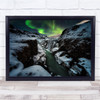 Gullfoss Iceland Aurora Northern Lights Full Moon Wall Art Print