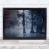 Haunted Forest reflection lake trees foggy autumn Wall Art Print
