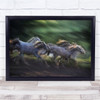 Motion Blur Running Fast Group of Horses Greenery Wall Art Print