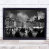 Urban Clouds People Square Crowd Motion Blur City Wall Art Print