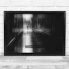 Woman Black & White Corridor Blurry long exposure Wall Art Print