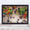Aerial Above Street Market Food Shop Perspective Wall Art Print