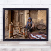 Documentary Everyday Iran Spinning woman working Wall Art Print