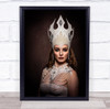 Her Royal Highness large white crown white dress Wall Art Print