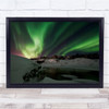 Iceland Winter Snow Night Landscape Green aurora Wall Art Print