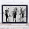 Panorama Calligraphy woman multiple poses blurry Wall Art Print