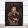 Portrait Woman Girl Autumn Redlips Brown Daniela Wall Art Print