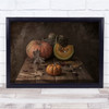 Ripe Pumpkins Vintage Old Rustic Table Fruit Veg Wall Art Print