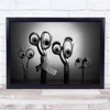 Scissors Black & White Family googly eyes fabric Wall Art Print