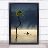 Alone In Space single thin tree man rowing boat Wall Art Print