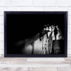 Black and white Night Woman Street Light Stairs Wall Art Print