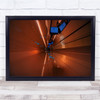 In To The Future Orange and blue Person walking Wall Art Print