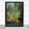 Mario Wibowo Girl in boat trees lake reflection Wall Art Print