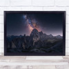 Mountains Milkyway Night Nature Landscape Italy Wall Art Print