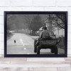 Street Road Tractor Old Man Pet Village Farming Wall Art Print