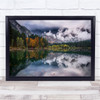Lake Mountains Fall Autumn Forest Trees Clouds Wall Art Print