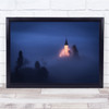 Landscape night time mist illuminated building Wall Art Print