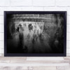 People Crowd Walking Blurry Moving Black White Wall Art Print