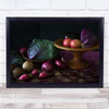 Still Life In Purple fruit and vegetables bowl Wall Art Print