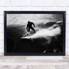 Surfing Action Blur Motion ocean Black & White Wall Art Print