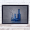 Blue Glass Vase Still Life Twig Branch Bottle Wall Art Print