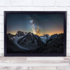 Incredible Mountains Snowy Stars Sky at Night Wall Art Print