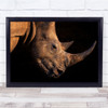 Rhinoceros Black Background close up Wildlife Wall Art Print