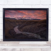 Stream River Landscape Mountain Red Sky Snowy Wall Art Print