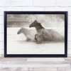 Two Horses running through water splash river Wall Art Print