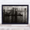 Asia Boats Ships Market People Fog Mist Haze Wall Art Print