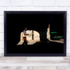 Into The Morning Light man walking green car Wall Art Print
