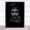 Man From Bangladesh close up black and white Wall Art Print