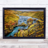 Upper Skogafoss waterfall landscape greenery Wall Art Print