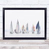 Blurry Motion Action Sport Sail Boats White Wall Art Print